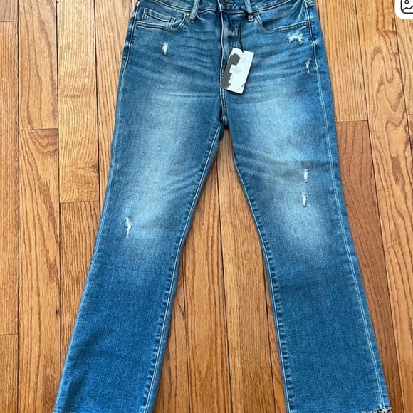 STUDIO BLUE EMMA HIGH RISE CUT CROPPED BOOTCUT JEAN INDIGO-16 - Picture 1 of 3